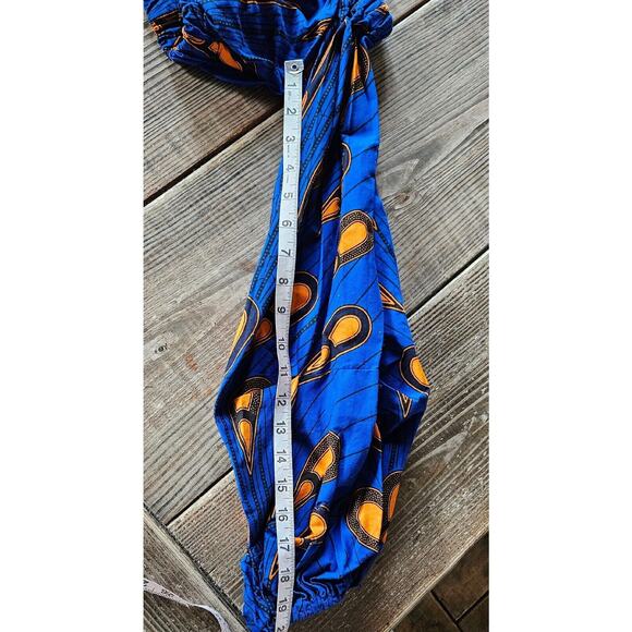 OFUURE African Print Crop Top Womens Size Small Medium Blue Orange Long Sleeves - Picture 10 of 11